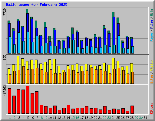 Daily usage for February 2025