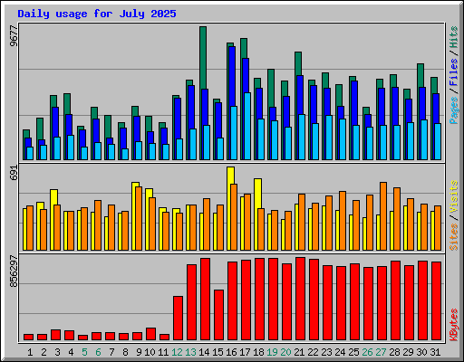 Daily usage for July 2025