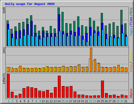 Daily usage for August 2026